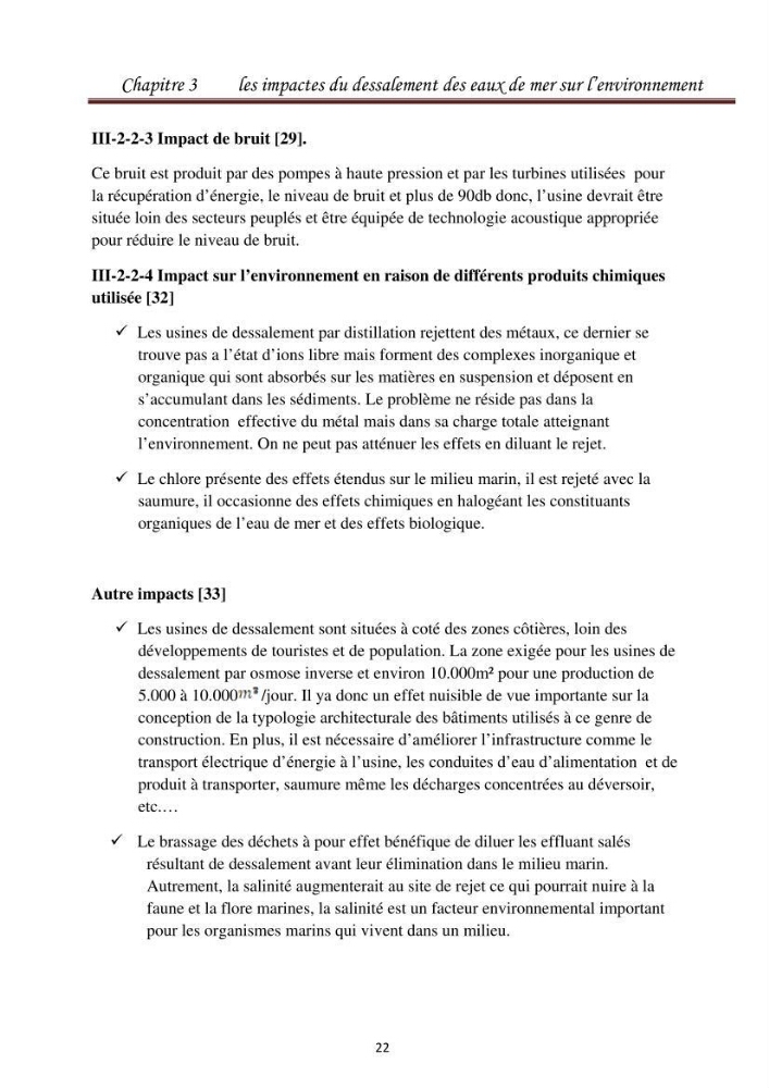 Maitrise des techniques de dessalement de l\'eau de mer