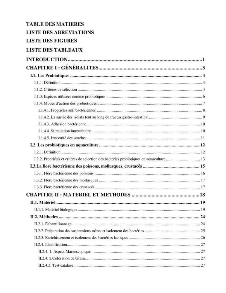 Etude du potentiel probiotique de bactéries isolées à partir d’animaux aquatiques: