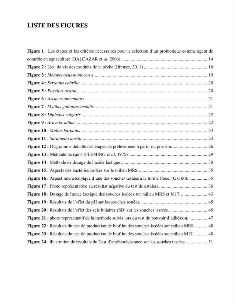 Etude du potentiel probiotique de bactéries isolées à partir d’animaux aquatiques: