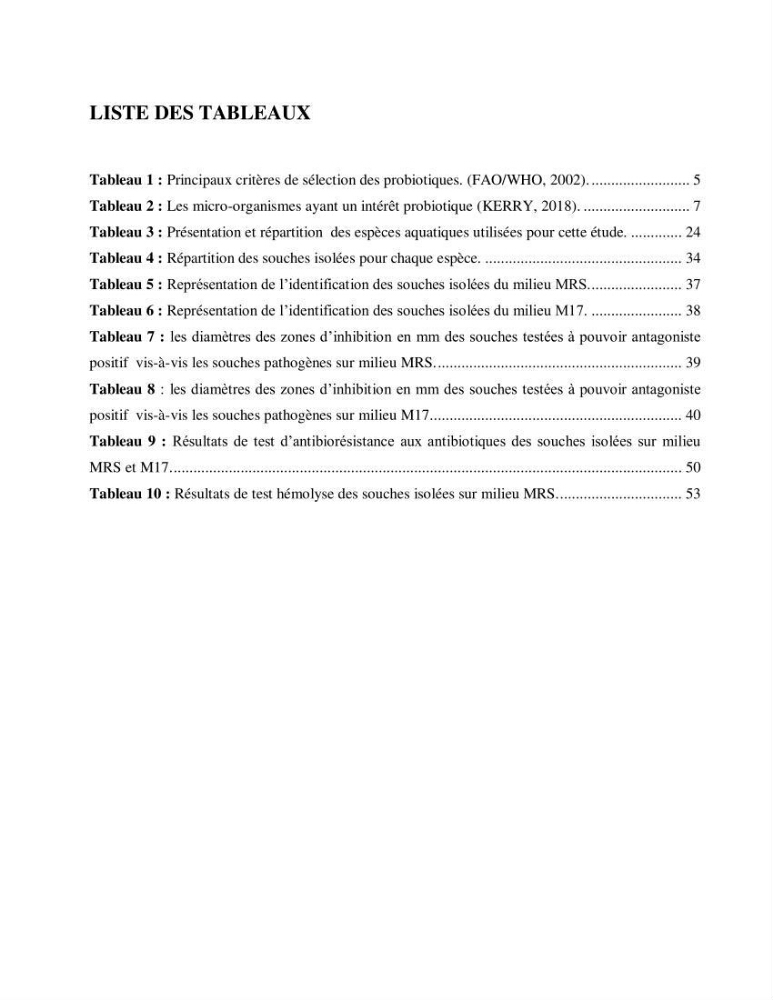 Etude du potentiel probiotique de bactéries isolées à partir d’animaux aquatiques: