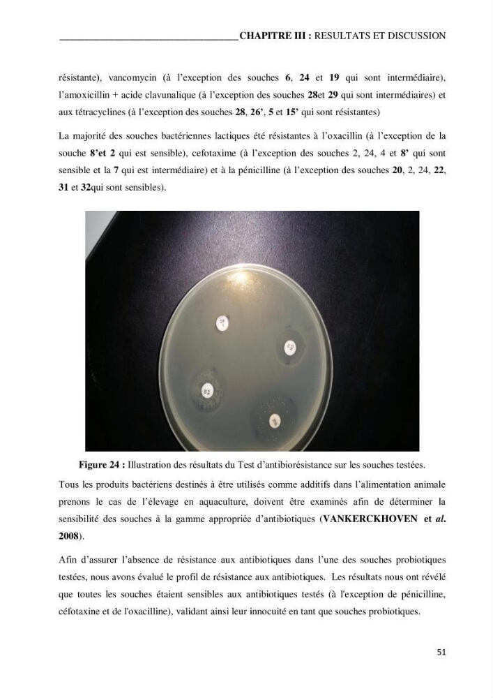 Etude du potentiel probiotique de bactéries isolées à partir d’animaux aquatiques: