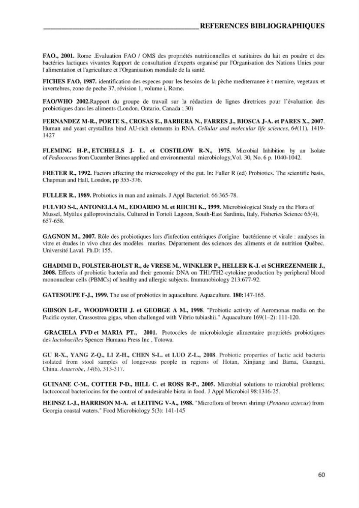 Etude du potentiel probiotique de bactéries isolées à partir d’animaux aquatiques: