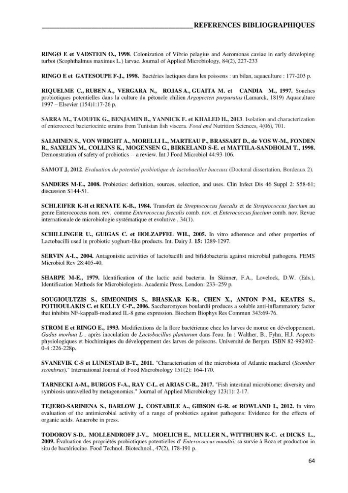 Etude du potentiel probiotique de bactéries isolées à partir d’animaux aquatiques: