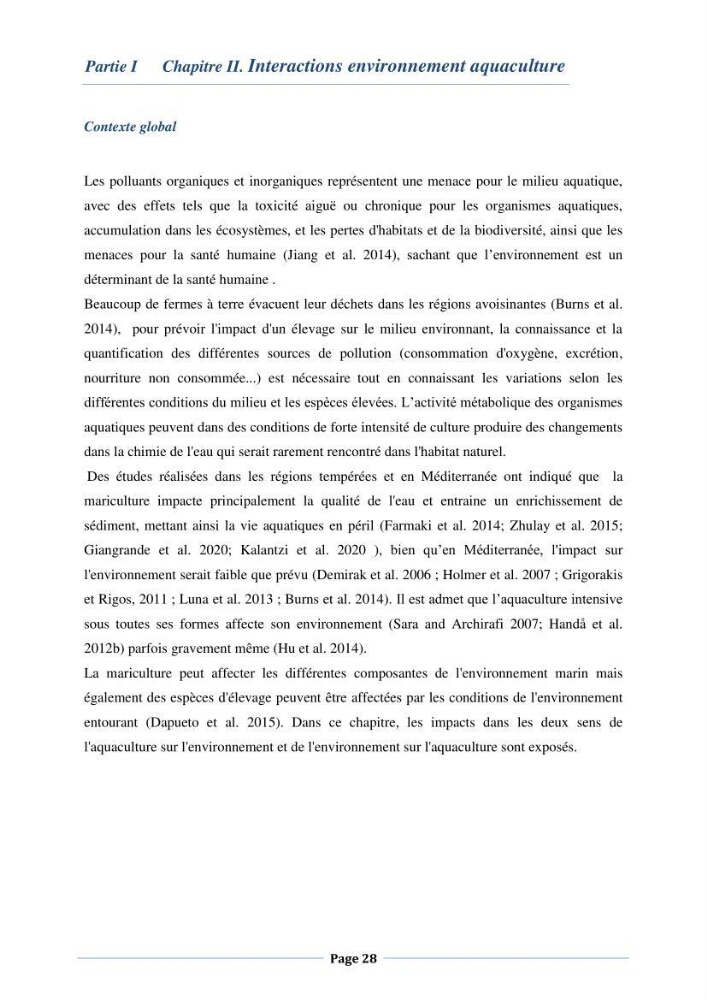 Les interactions environnement -aqaculture