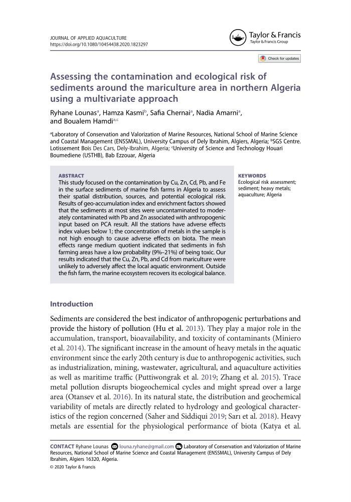 Les interactions environnement -aqaculture