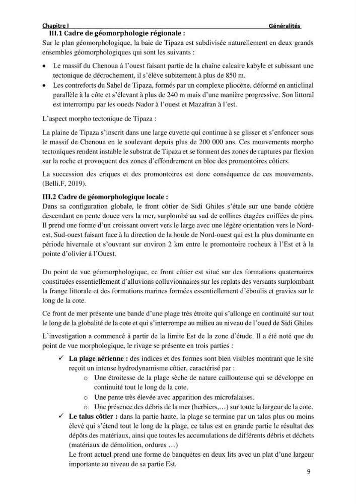 Etude de Protection du Rivage de Sidi Ghiles