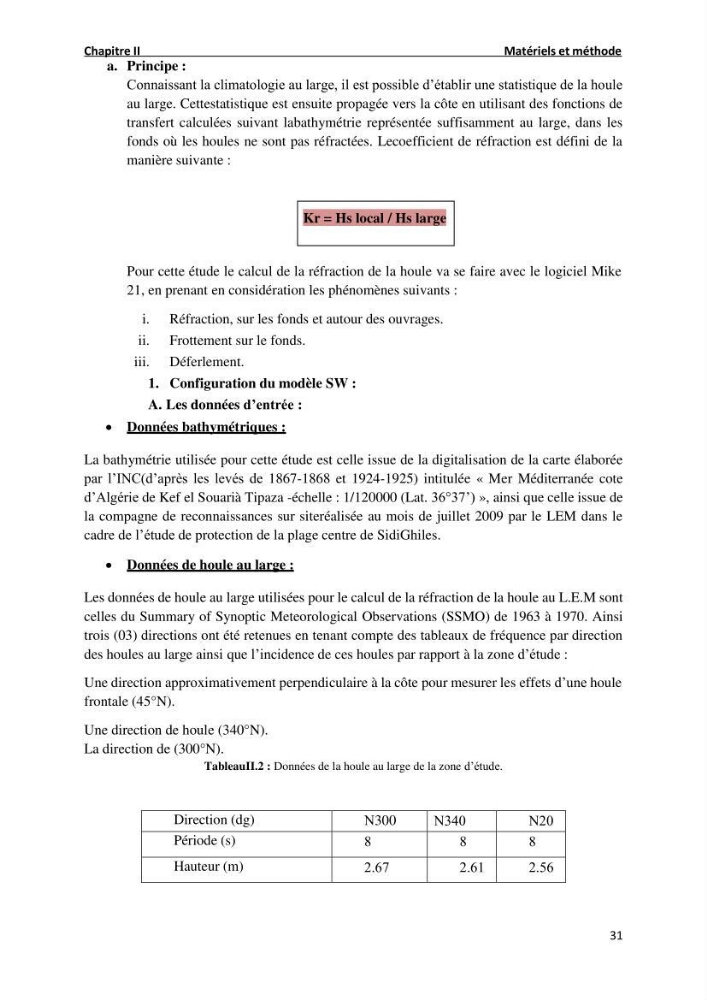 Etude de Protection du Rivage de Sidi Ghiles