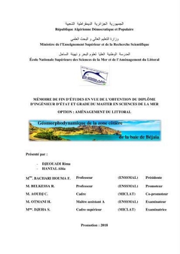 Géomorphodynamique de la zone côtière de la baie de Béjaïa Géomorphodynamique de la zone côtière de la baie de Béjaïa
