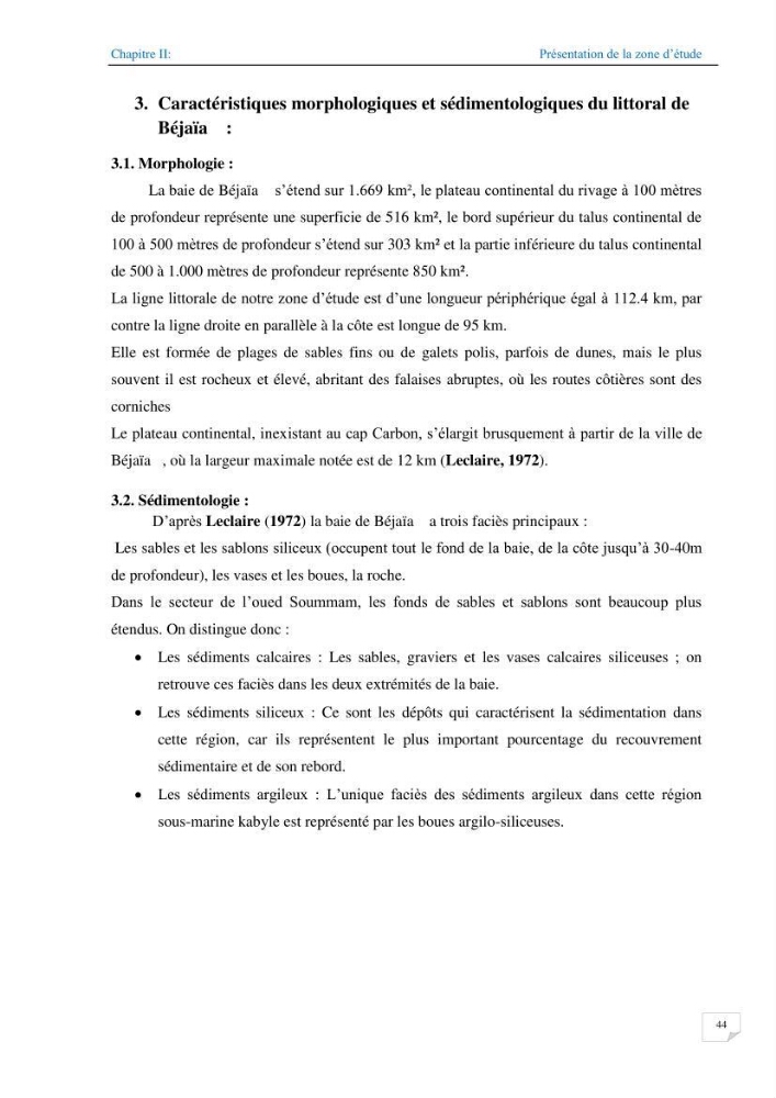 Géomorphodynamique de la zone côtière de la baie de Béjaïa