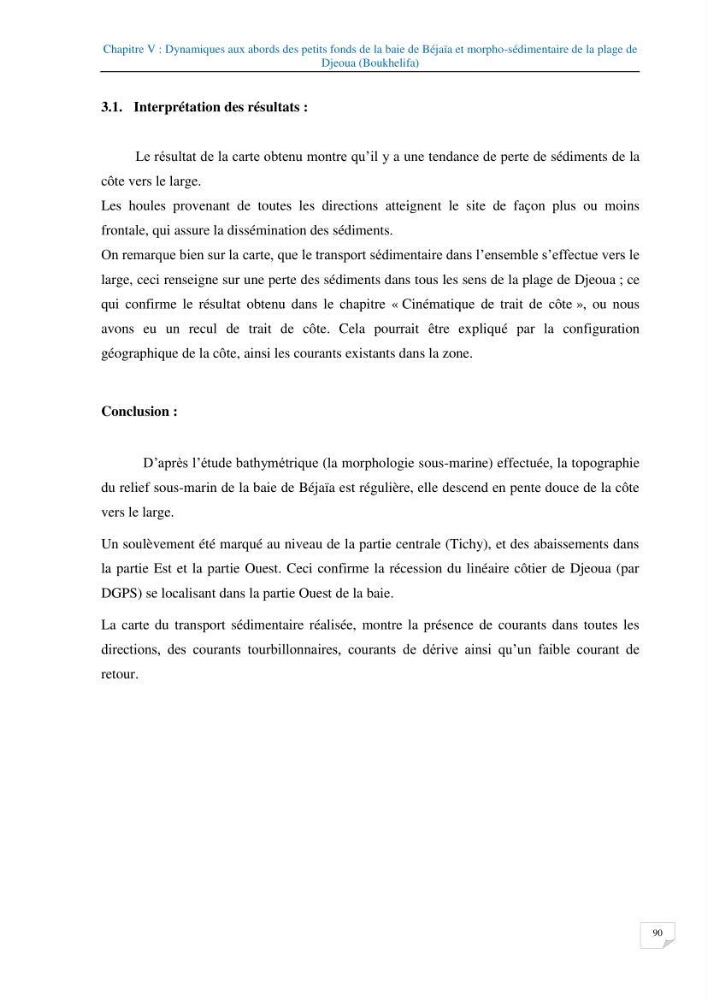 Géomorphodynamique de la zone côtière de la baie de Béjaïa