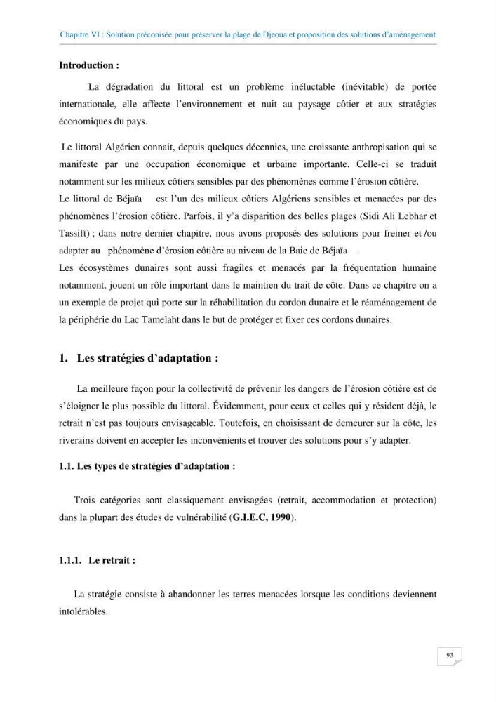 Géomorphodynamique de la zone côtière de la baie de Béjaïa