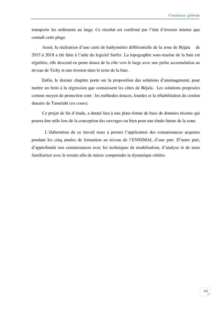 Géomorphodynamique de la zone côtière de la baie de Béjaïa