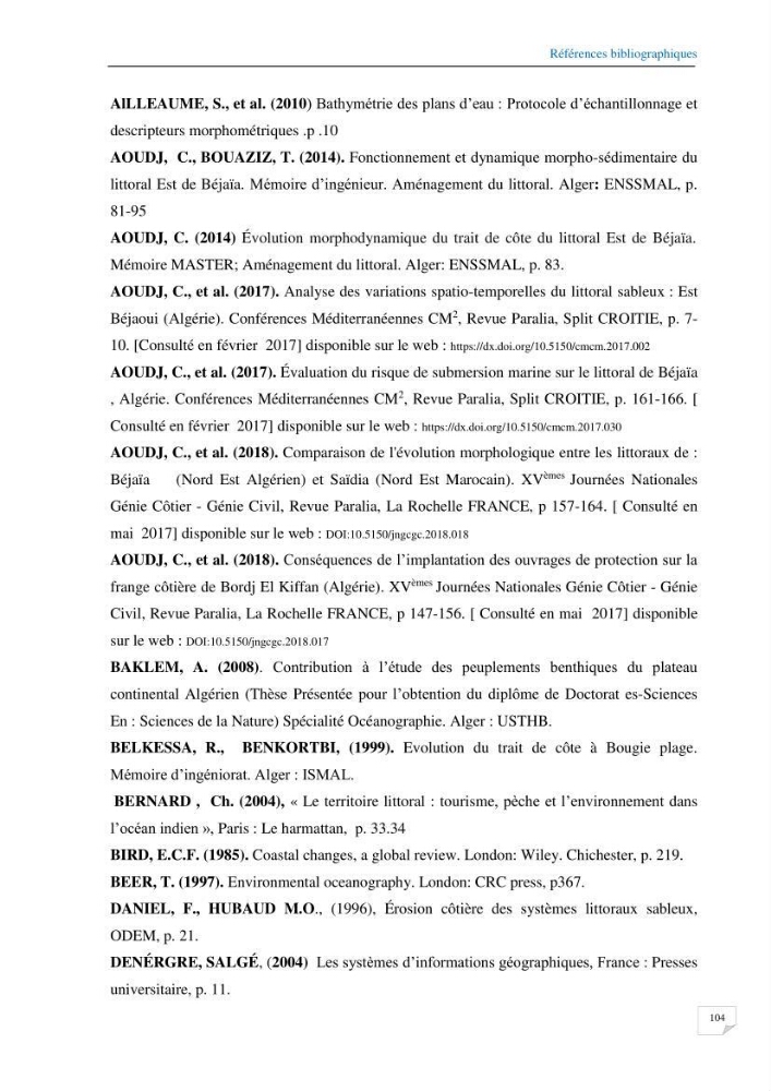 Géomorphodynamique de la zone côtière de la baie de Béjaïa