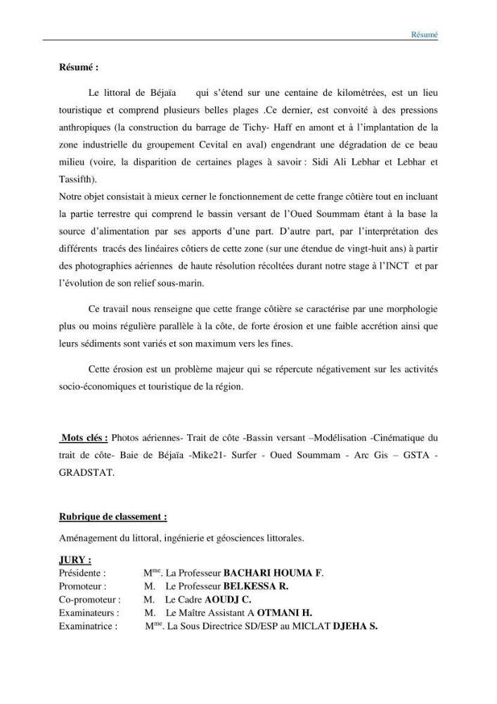Géomorphodynamique de la zone côtière de la baie de Béjaïa