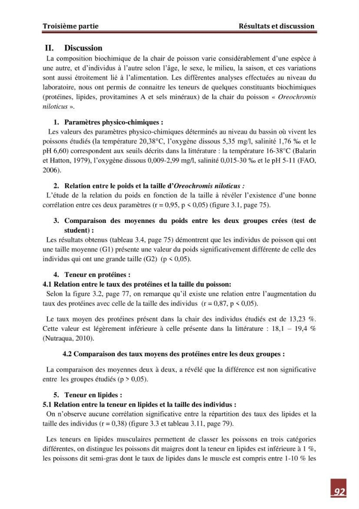 Contribution à l\'étude de la valeur alimentaire de l\'éspèce Tilapia du nil \"orechoromisniloticus\":