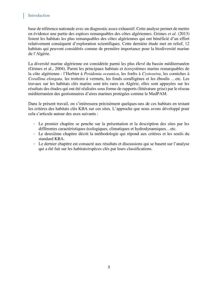 Tester les critères établis par l’UICN concernant les zones clés pour la biodiversité sur quelques habitats remarquables des côtes Algériennes