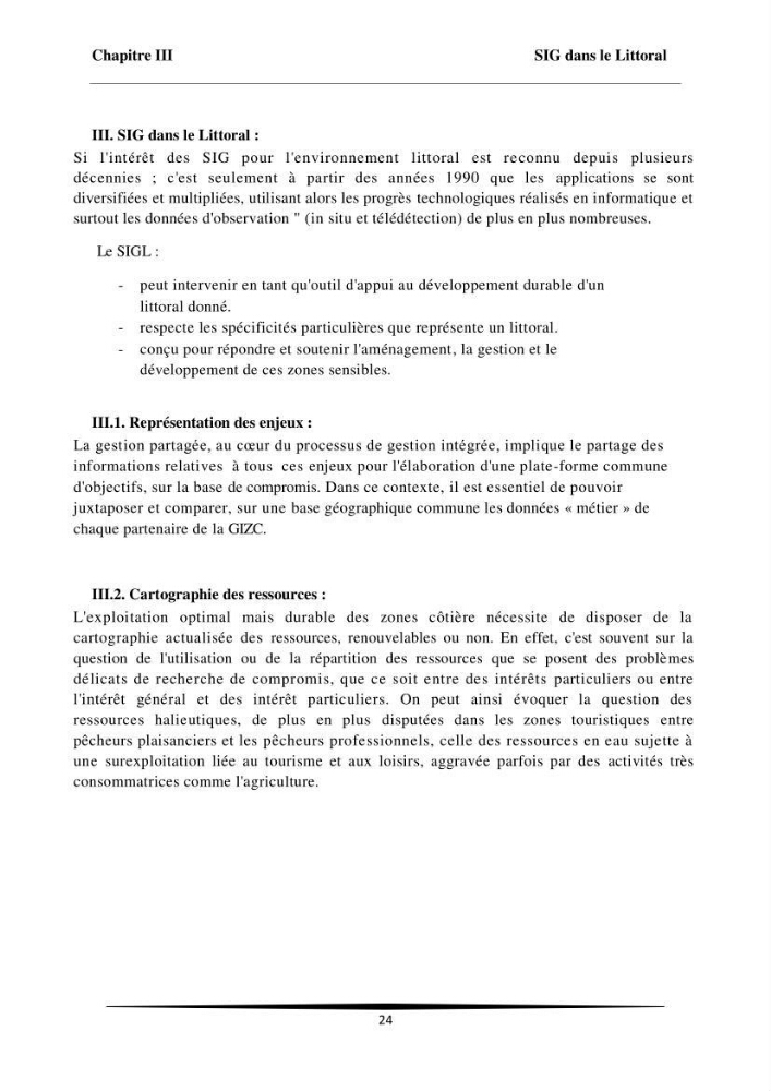 Intégration des données satellitaires dans un SIG pour la gestion du littoral