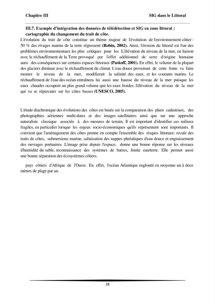 Intégration des données satellitaires dans un SIG pour la gestion du littoral