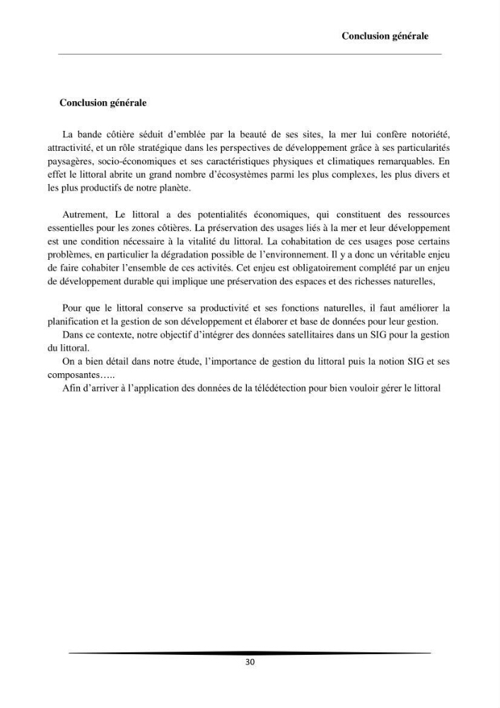 Intégration des données satellitaires dans un SIG pour la gestion du littoral