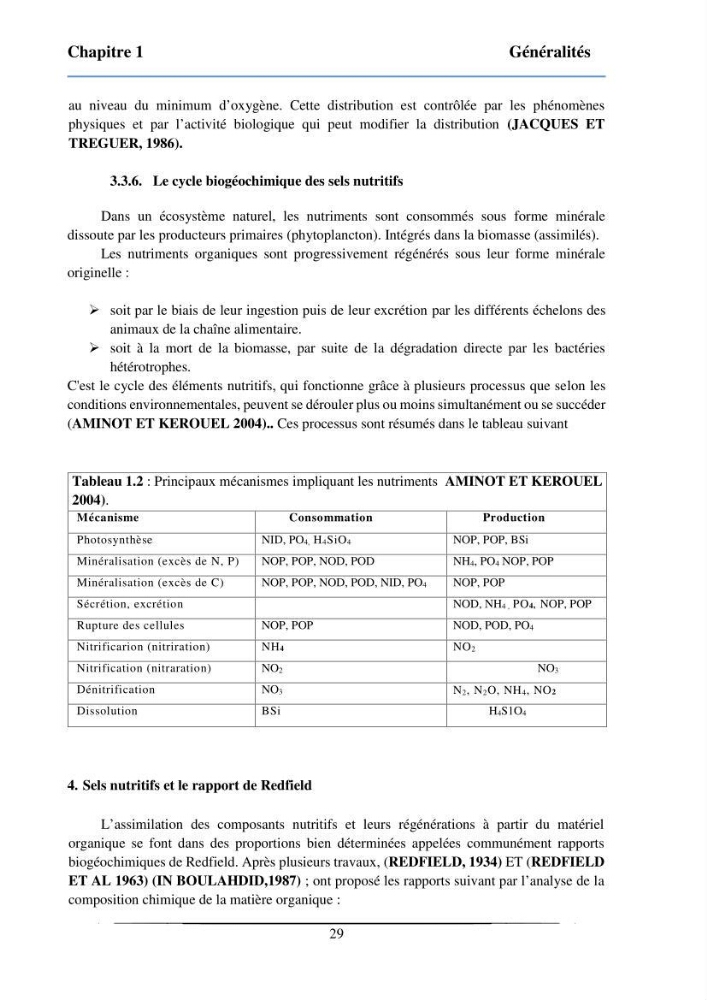 Les paramètres physicochimiques et les sels nutritifs dans la baie de Bou-Ismail