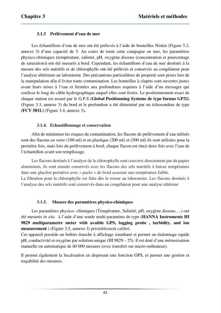 Les paramètres physicochimiques et les sels nutritifs dans la baie de Bou-Ismail
