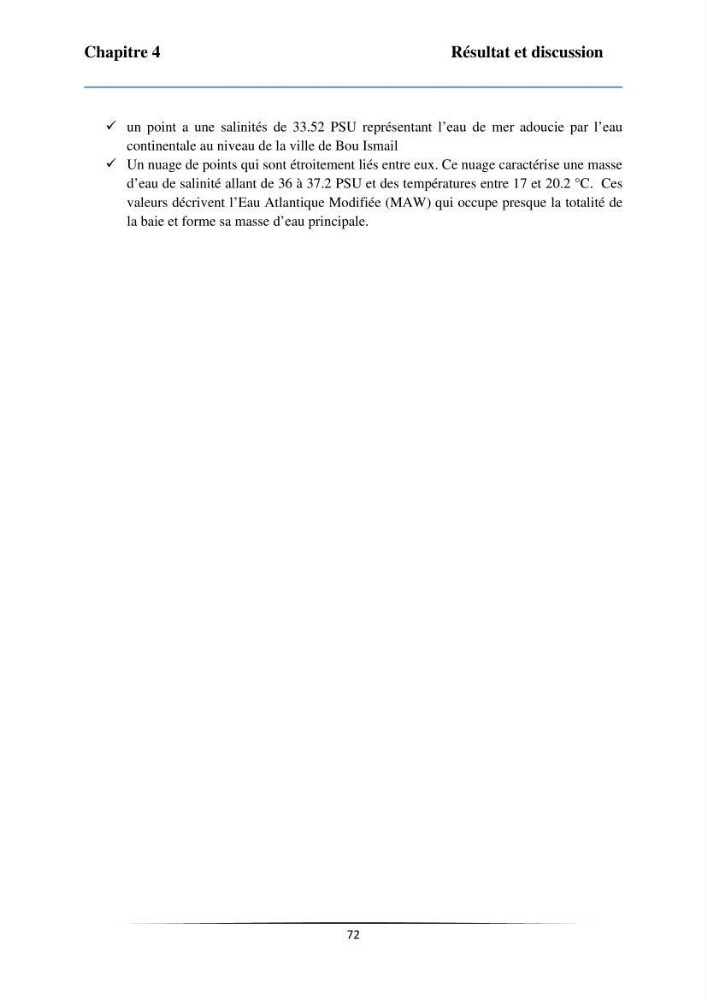 Les paramètres physicochimiques et les sels nutritifs dans la baie de Bou-Ismail