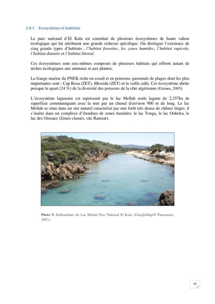 Inventaire de la faune et de la flore marine remarquable des espaces d\'intérêt écologique du secteur Est de la côte Algérienne: