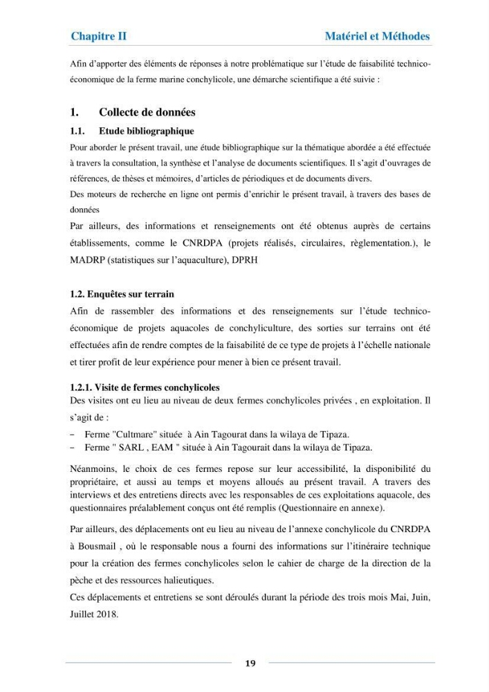 Etude de faisabilité technico-économique d’une ferme conchylicole (Mytilus galloprovincialis (Lamarck, 1819)