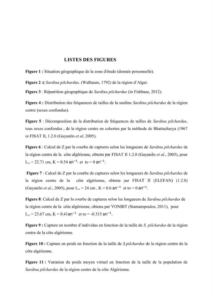 Impact du taux de mortalité totale (Z) sur l\'estimation de la biomasse exploitation de la sardine (Sardina pilchardus Walbaum, 1972) de la région centre de la côte algérienne