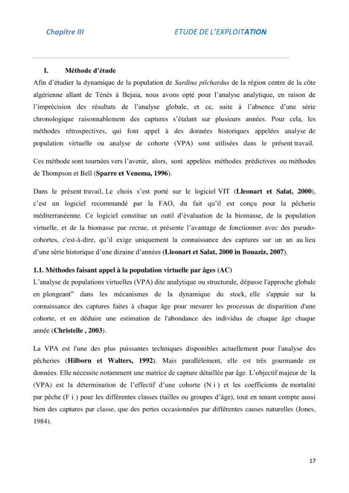 Impact du taux de mortalité totale (Z) sur l\'estimation de la biomasse exploitation de la sardine (Sardina pilchardus Walbaum, 1972) de la région centre de la côte algérienne