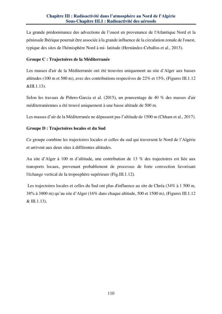 Transfert et dépôt de la radioactivité des aérosols et des eaux de pluie vers le sol et le milieu marin: application au nord de l\'Algérie