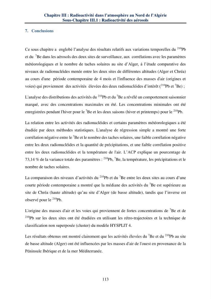 Transfert et dépôt de la radioactivité des aérosols et des eaux de pluie vers le sol et le milieu marin: application au nord de l\'Algérie