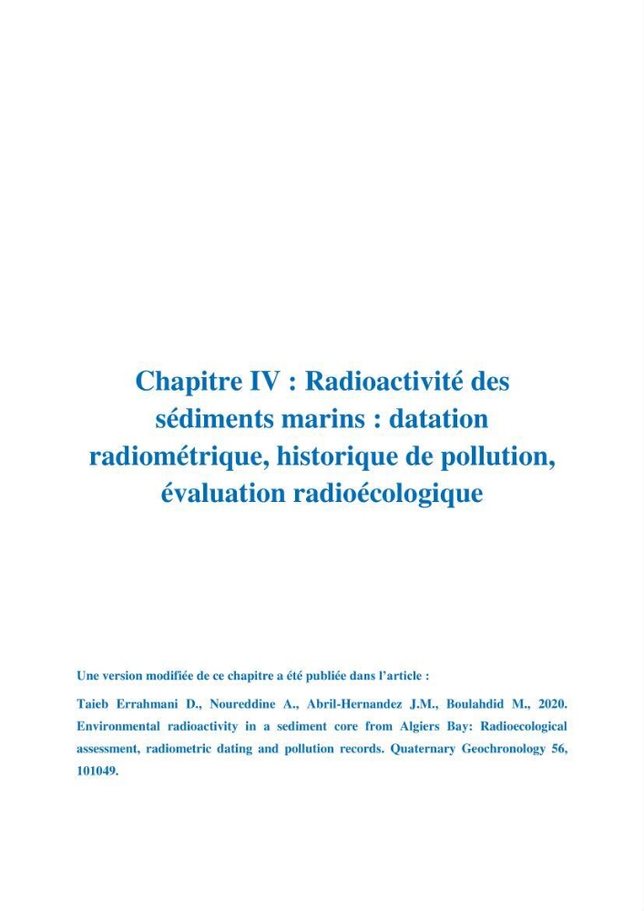 Transfert et dépôt de la radioactivité des aérosols et des eaux de pluie vers le sol et le milieu marin: application au nord de l\'Algérie