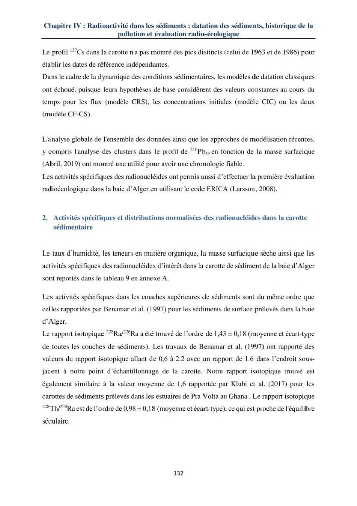 Transfert et dépôt de la radioactivité des aérosols et des eaux de pluie vers le sol et le milieu marin: application au nord de l\'Algérie