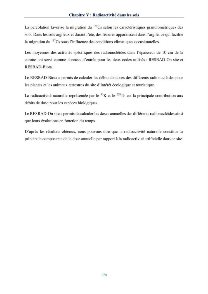 Transfert et dépôt de la radioactivité des aérosols et des eaux de pluie vers le sol et le milieu marin: application au nord de l\'Algérie