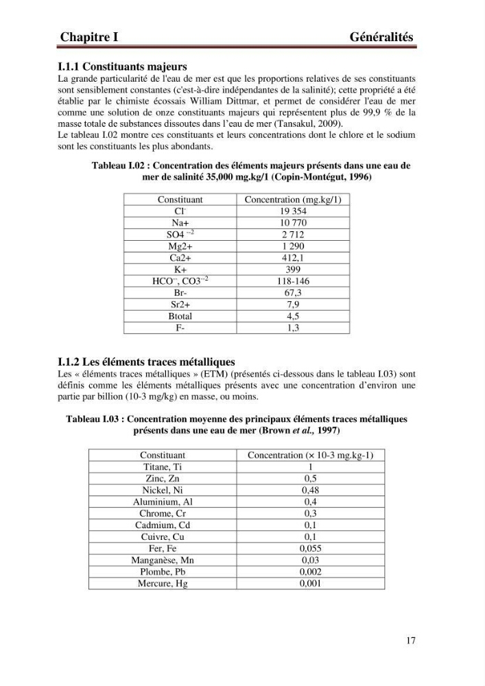 Etude de la performance de la station de dessalement de l\'eau de mer de fouka et son impact sur l\'environnement marin :