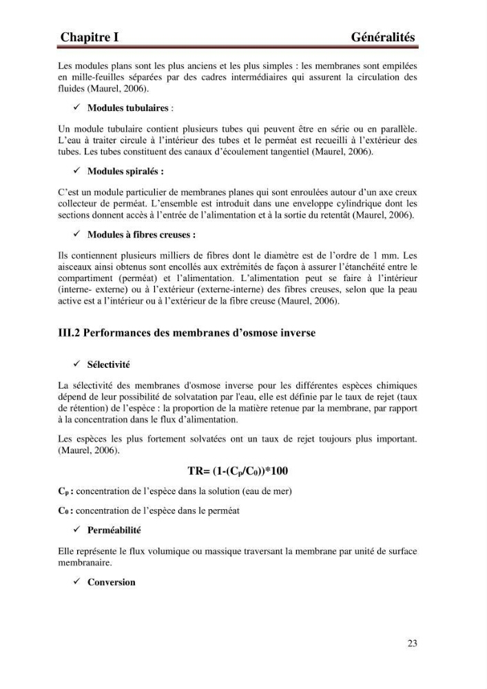 Etude de la performance de la station de dessalement de l\'eau de mer de fouka et son impact sur l\'environnement marin :