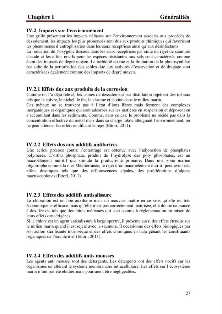 Etude de la performance de la station de dessalement de l\'eau de mer de fouka et son impact sur l\'environnement marin :