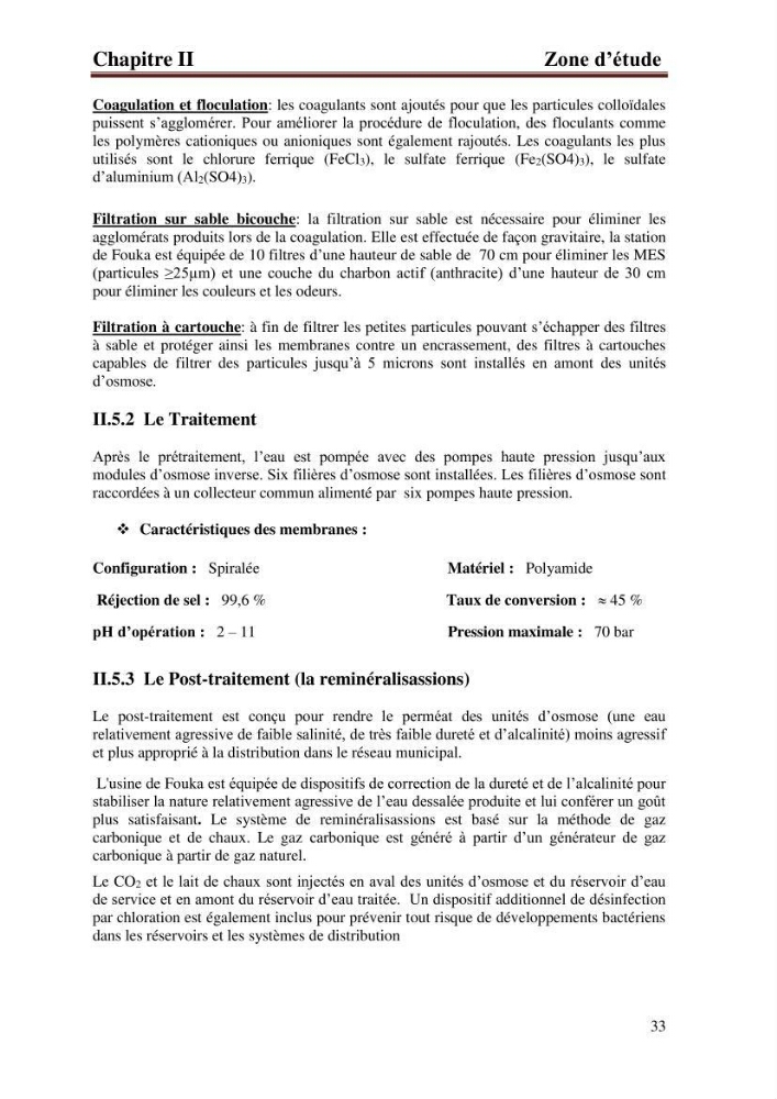 Etude de la performance de la station de dessalement de l\'eau de mer de fouka et son impact sur l\'environnement marin :