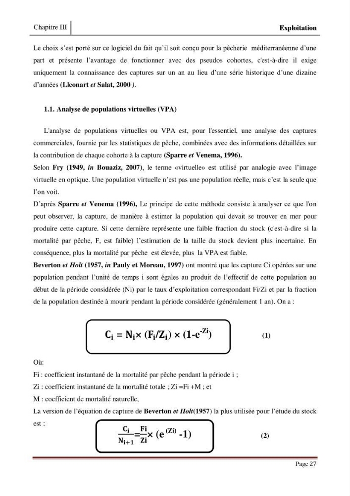 Impact de la variation du taux de mortalité (Z) sur l\'estimation de la biomasse exploitable de sardina pilchardus (Walbaum,1792) de la région Est de la côte Algerienne