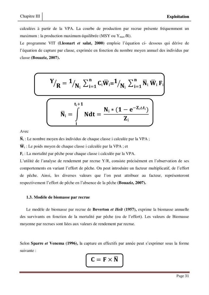Impact de la variation du taux de mortalité (Z) sur l\'estimation de la biomasse exploitable de sardina pilchardus (Walbaum,1792) de la région Est de la côte Algerienne