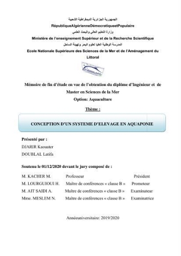 Conception d'un système d'élevage en aquaponie Conception d'un système d'élevage en aquaponie