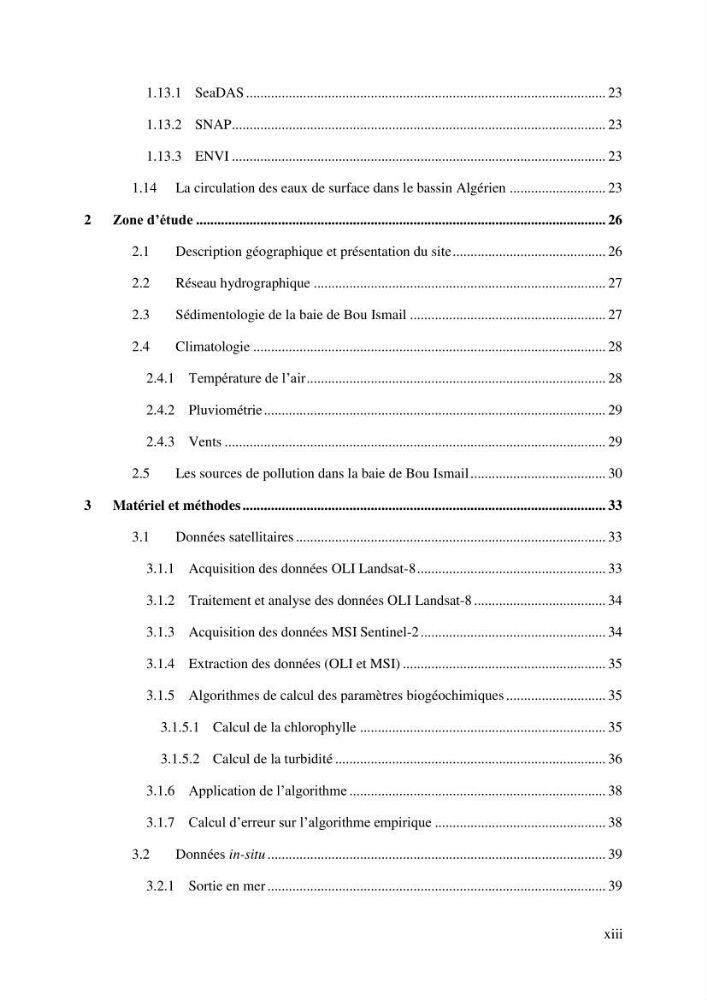 Conception des algorithmes empiriques pour l\'estimation de la chlorophylle-a et la turbidité dans la baie de Bou-Ismail