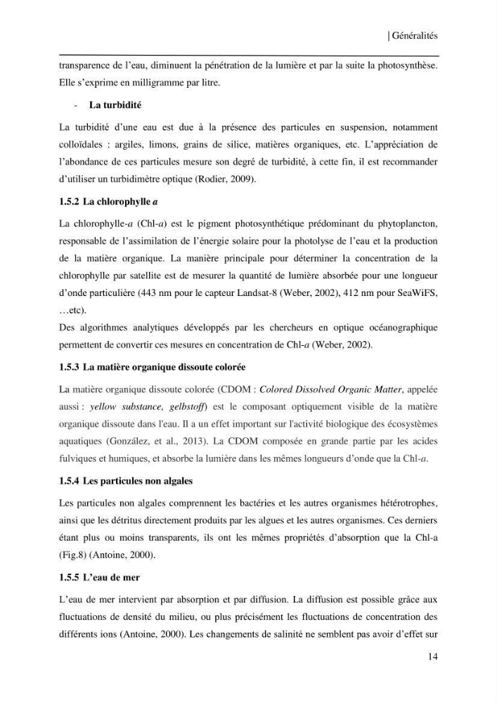 Conception des algorithmes empiriques pour l\'estimation de la chlorophylle-a et la turbidité dans la baie de Bou-Ismail