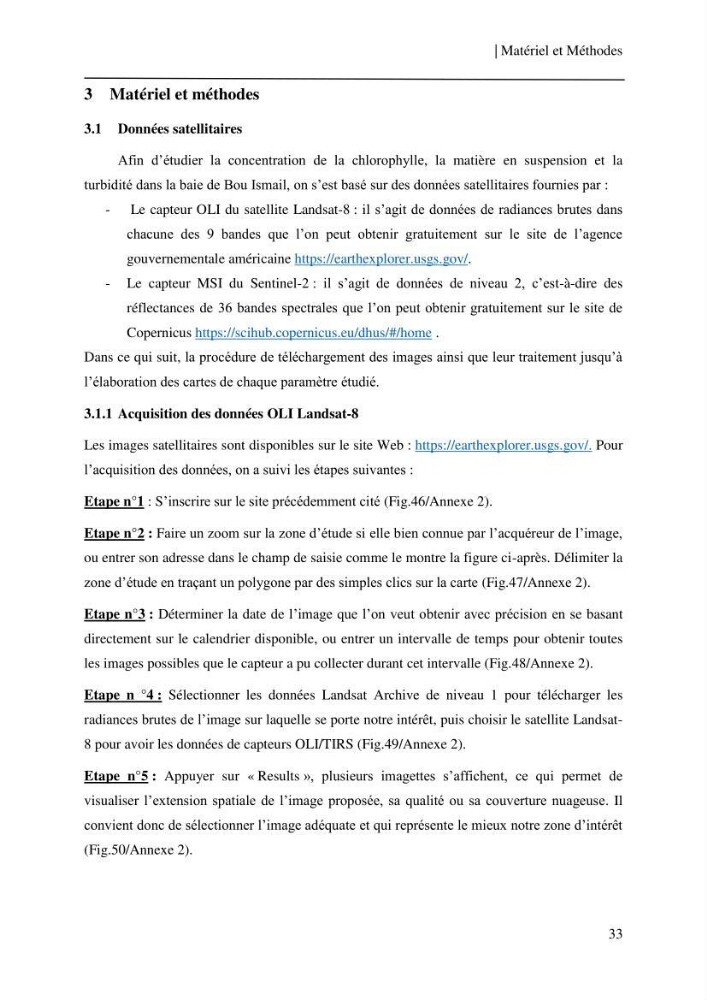 Conception des algorithmes empiriques pour l\'estimation de la chlorophylle-a et la turbidité dans la baie de Bou-Ismail
