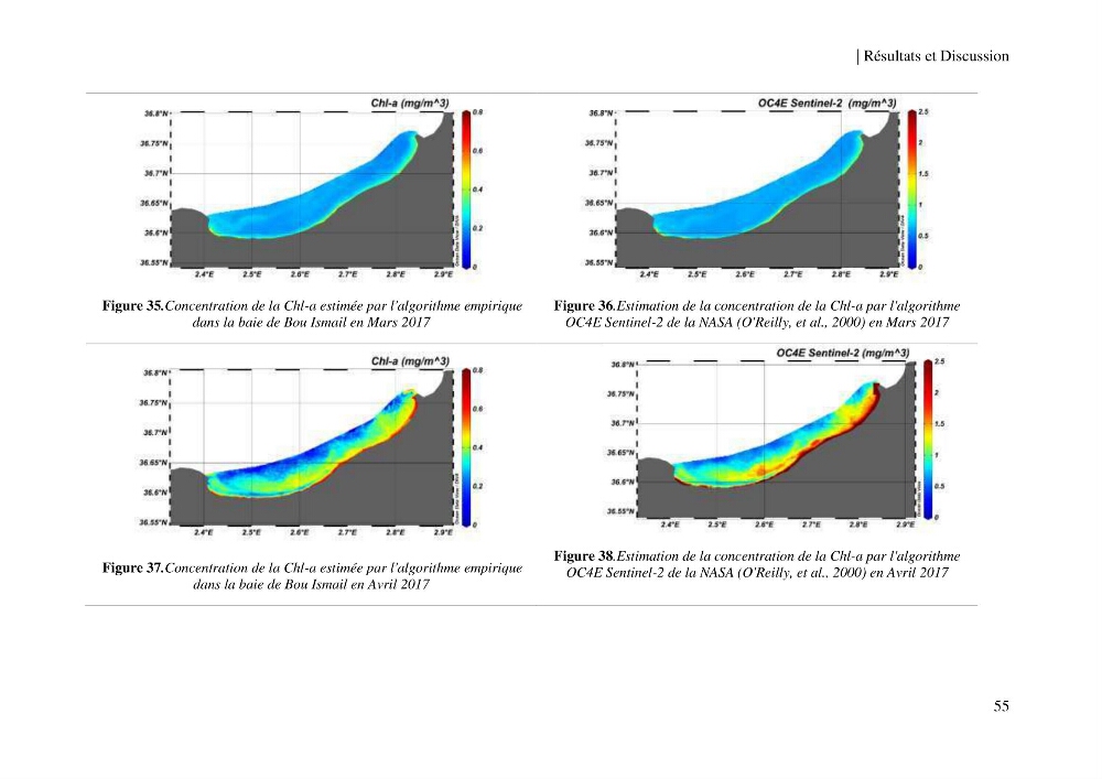 Conception des algorithmes empiriques pour l\'estimation de la chlorophylle-a et la turbidité dans la baie de Bou-Ismail