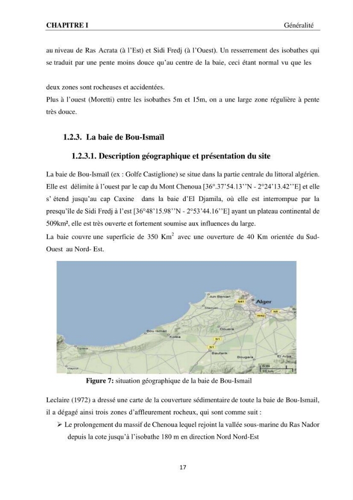 Modélisation et cartographie de la bathymétrie des zones côtières algéroises
