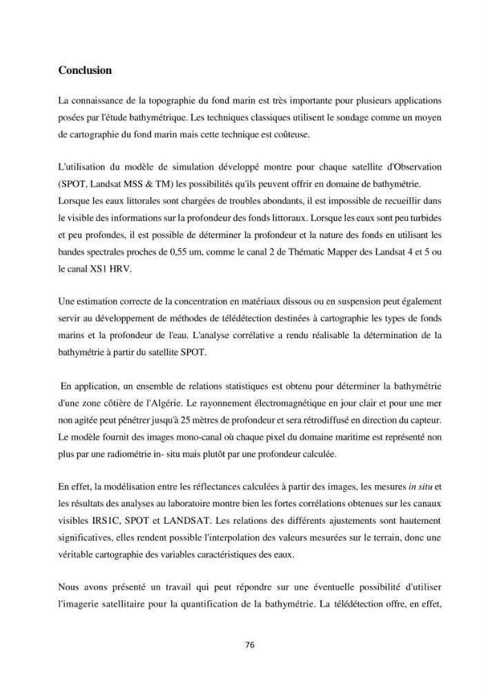 Modélisation et cartographie de la bathymétrie des zones côtières algéroises