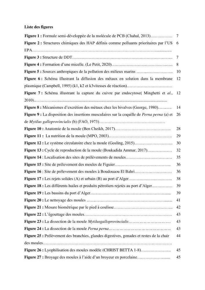 Impact de la pollution sur quelques espèces sédentaires marines