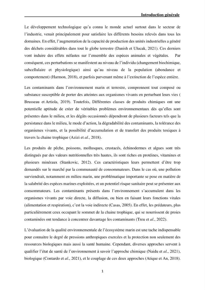 Impact de la pollution sur quelques espèces sédentaires marines